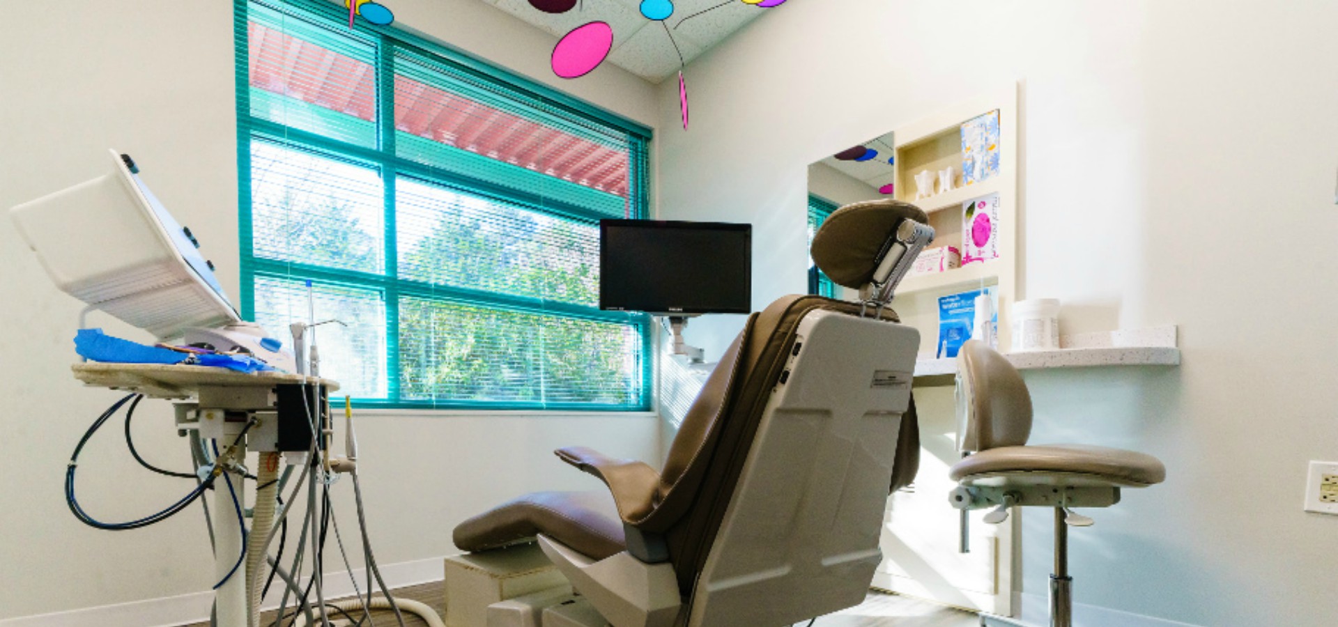 View of relaxing patient room at Durham DDS.